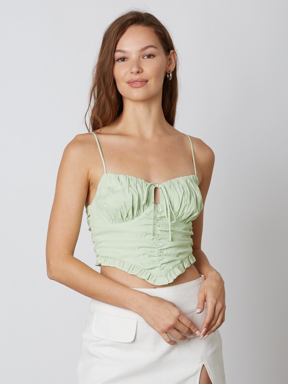 Cotton Candy L.A. RUCHED CAMI in Honeydew Sz Medium